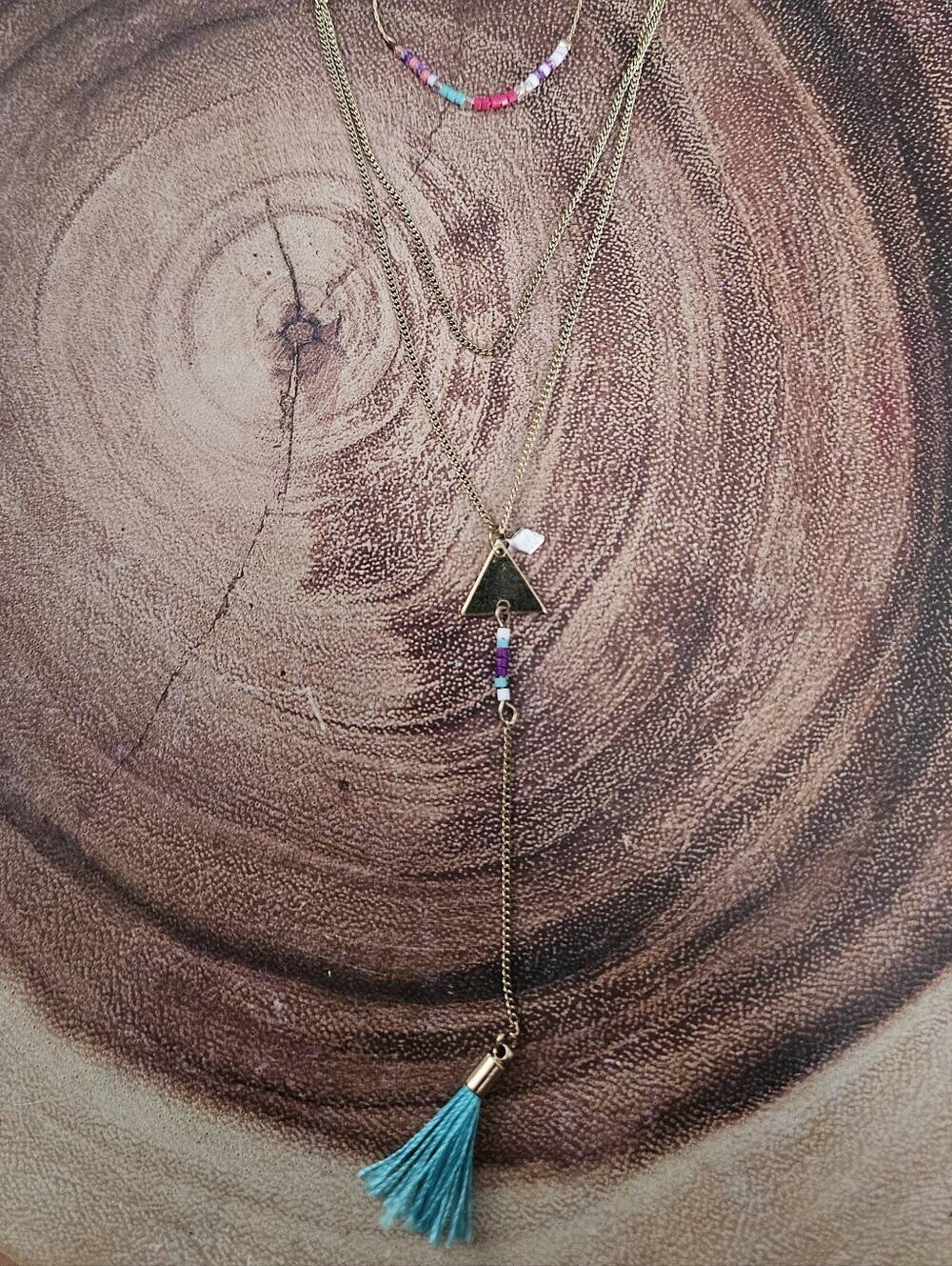 Claire's Gold Tone Boho Layered Tassel Bead Necklace